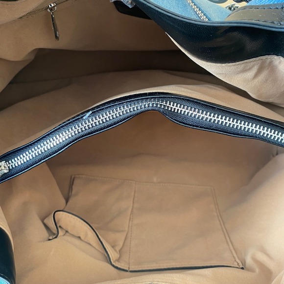 Gunas New York Denim Blue Ruth Canvas Tote Chain Shoulder Bag & Pouch Office NEW - Picture 8 of 9